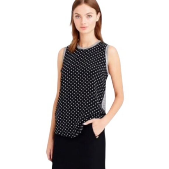 J.Crew black and grey polka dot tank top size M - Picture 1 of 5